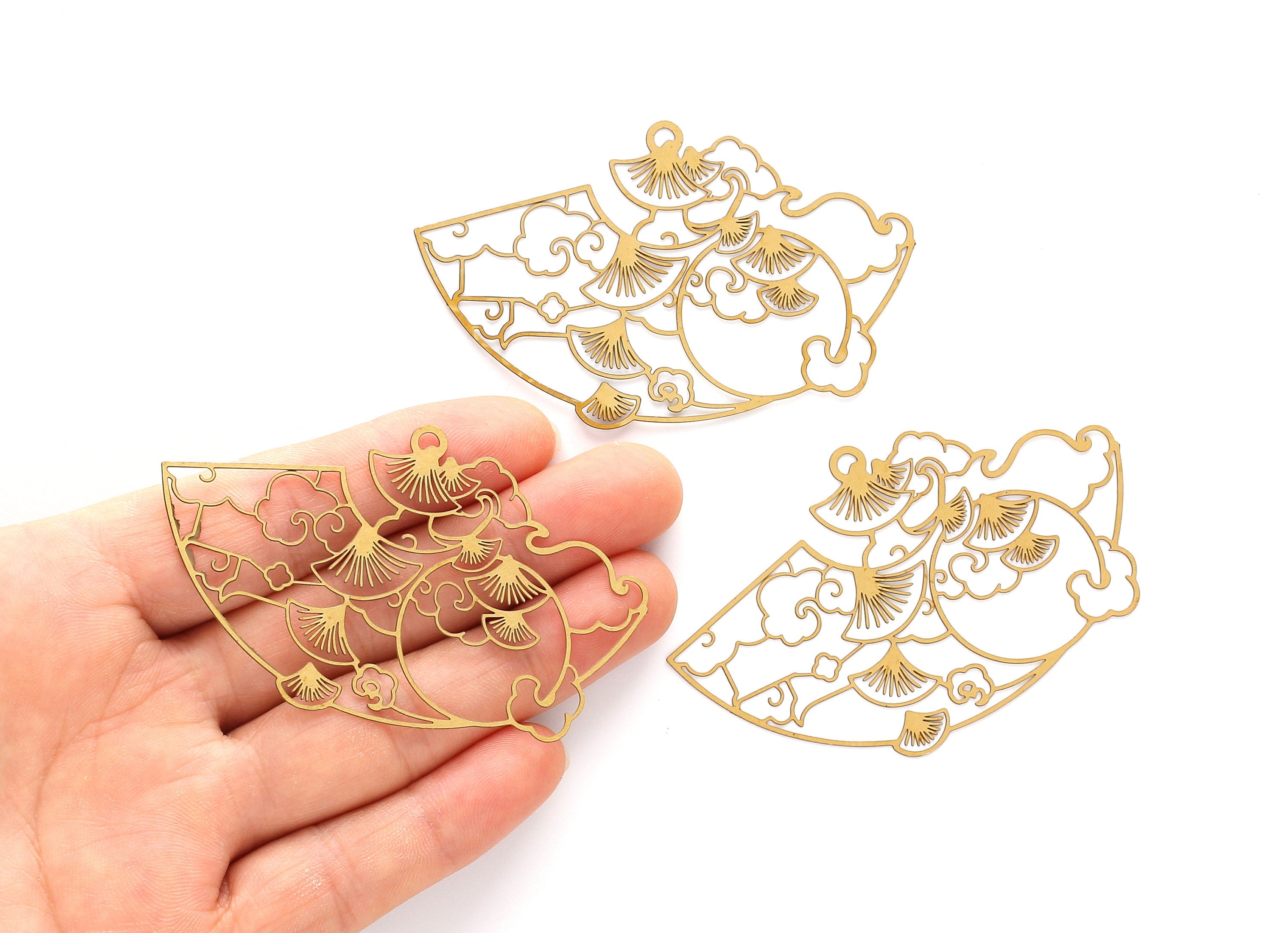 Raw Brass Clown Shaped Earrings Charms - Raw Brass Hallow Out Earring Charms - Earring Findings - 42x68.5x0.3mm- JJA4179 - DOMEDBAZAAR