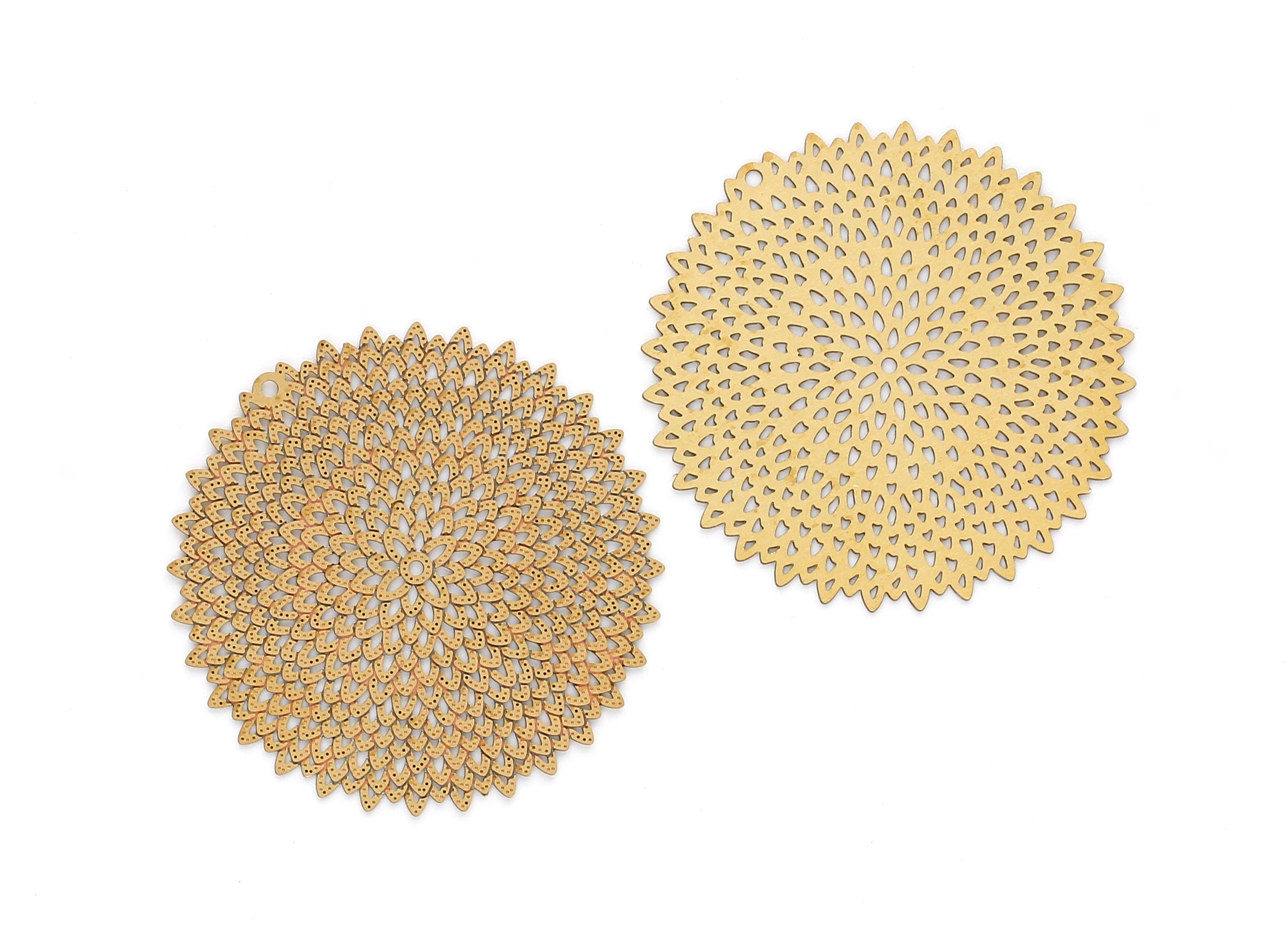 Raw Brass Circular Shaped Earring Charms - Hallow Out Earring Charms - Earring Findings - Jewelry Supplies - 41.3x41.3x0.3mm - JJB3994 - DOMEDBAZAAR