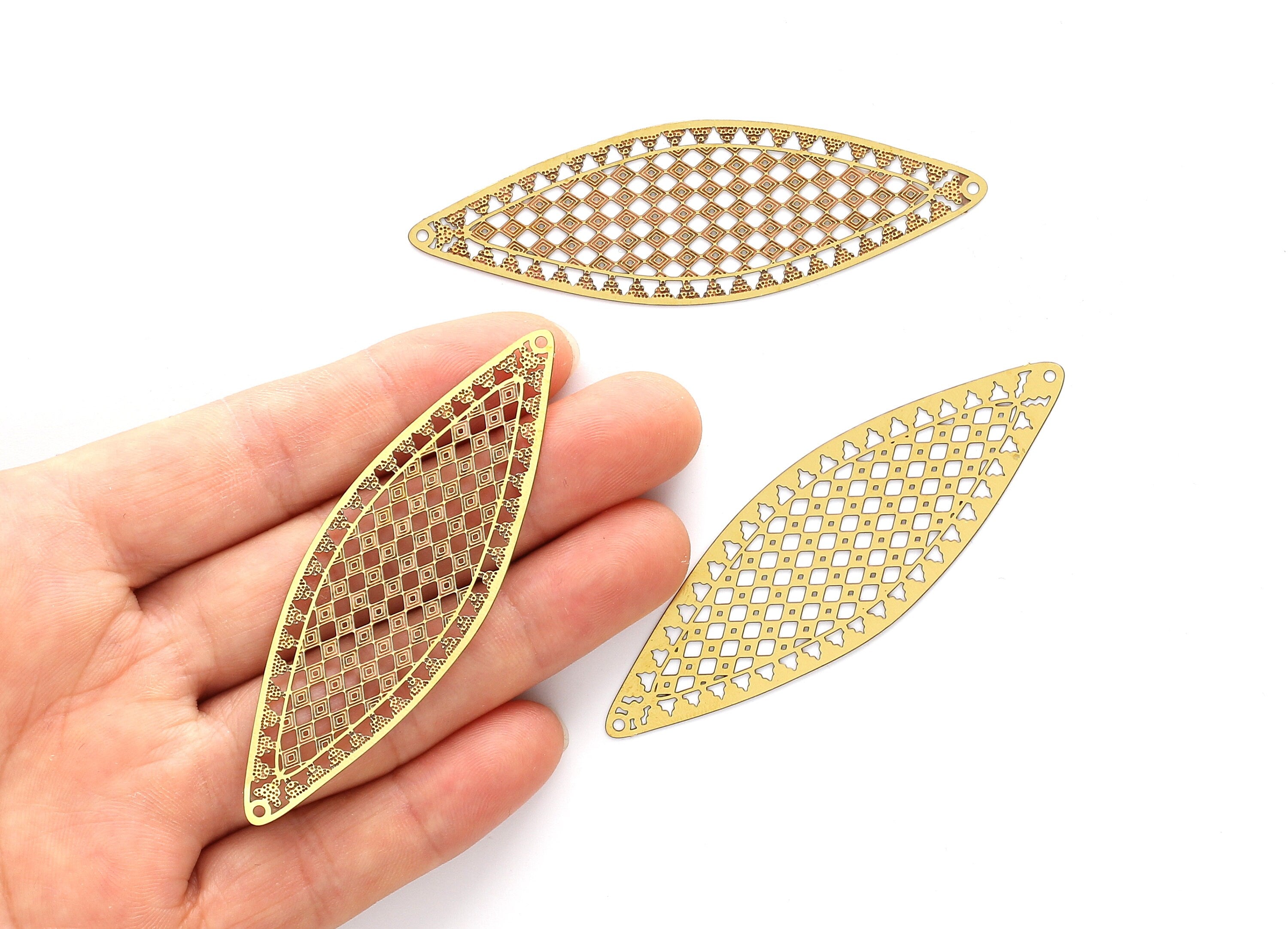 Raw Brass  Hollow Out Earring Charms - Exaggerated Earring Charms - Earring Findings - Jewelry Supplies - 72.6x23.3x0.3mm - JJB4180 - DOMEDBAZAAR