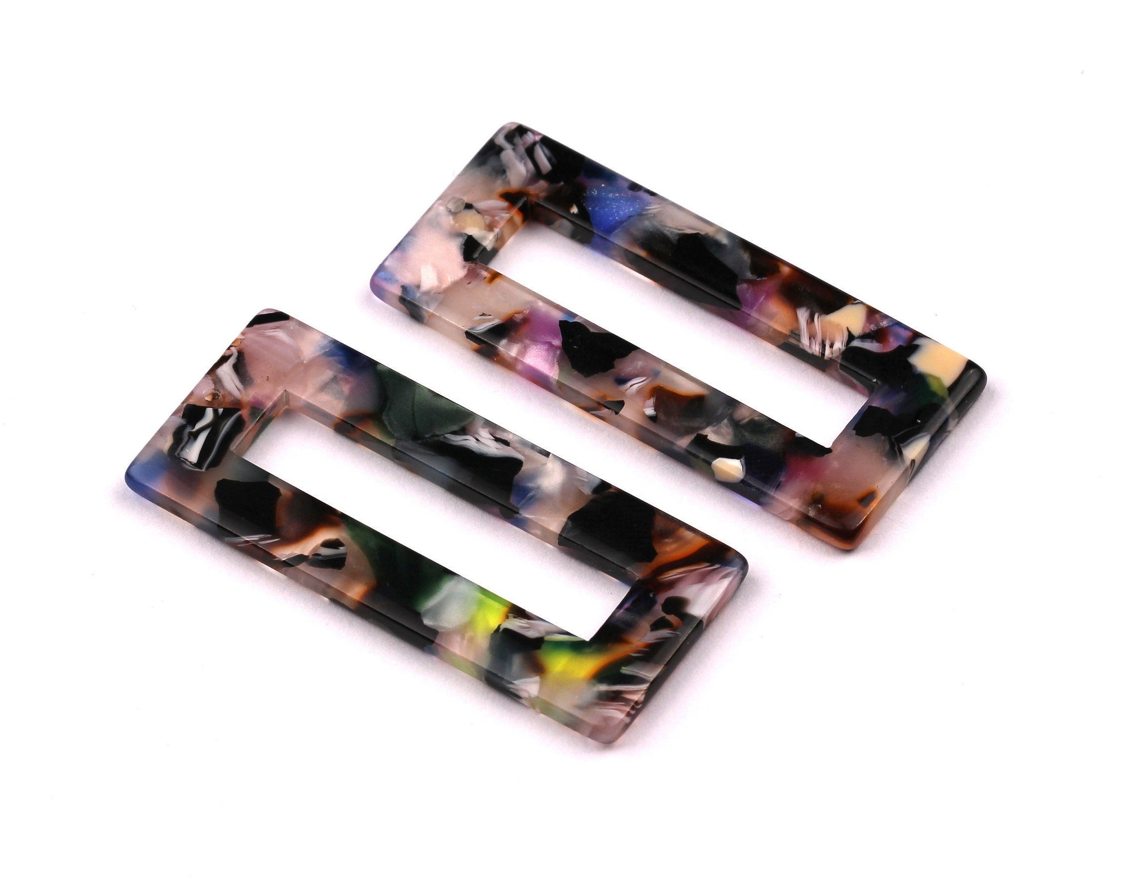 Acetate Rectangle Charms - Rectangle Pendant - Earring Findings - Jewelry Supplies - Color Code: A61 - 48x20mm - AC1025C - DOMEDBAZAAR