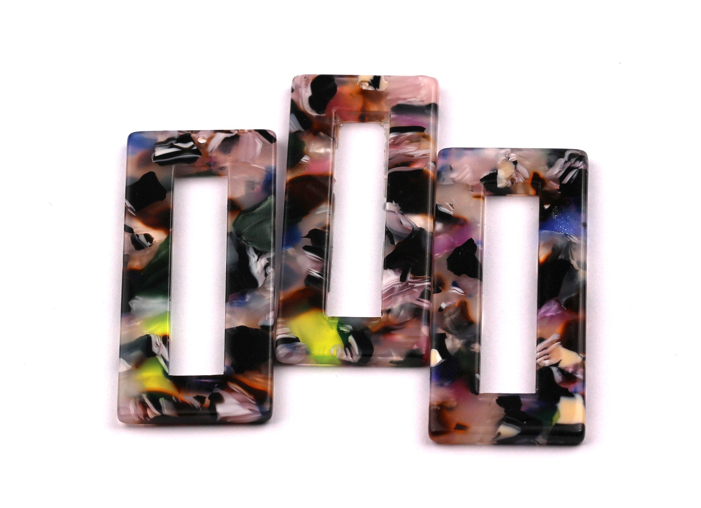 Acetate Rectangle Charms - Rectangle Pendant - Earring Findings - Jewelry Supplies - Color Code: A61 - 48x20mm - AC1025C - DOMEDBAZAAR