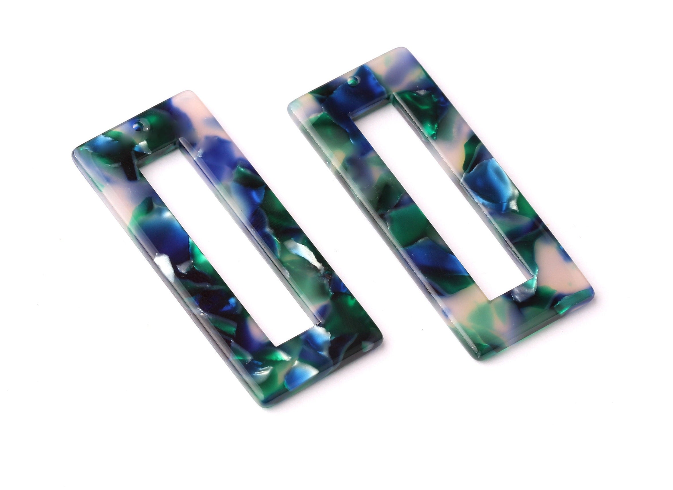 Acetate Rectangle Charms - Rectangle Pendant - Earring Findings - Jewelry Supplies - Color Code: A18 - 47x20x2.6mm - AC1025J - DOMEDBAZAAR