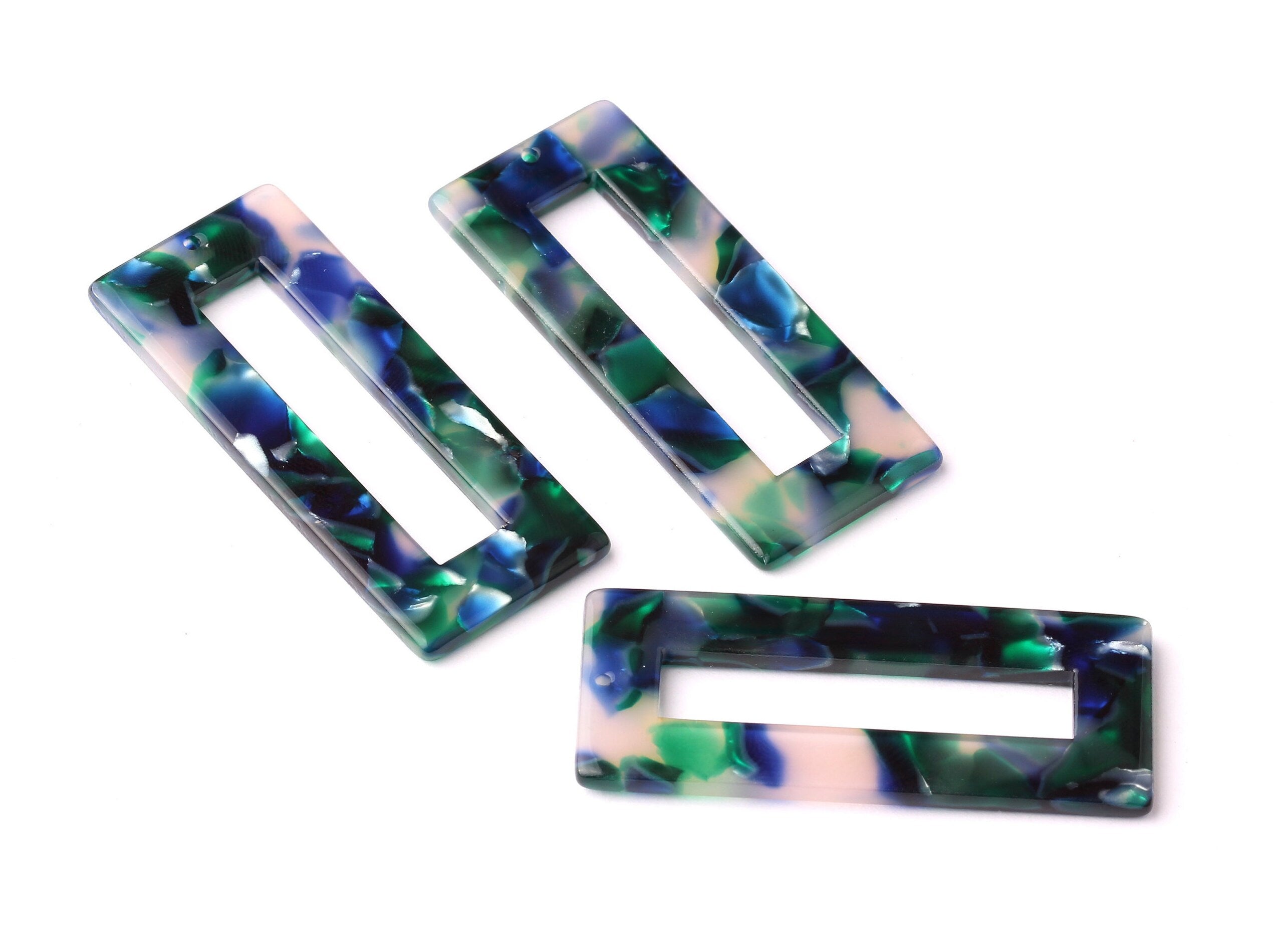 Acetate Rectangle Charms - Rectangle Pendant - Earring Findings - Jewelry Supplies - Color Code: A18 - 47x20x2.6mm - AC1025J - DOMEDBAZAAR