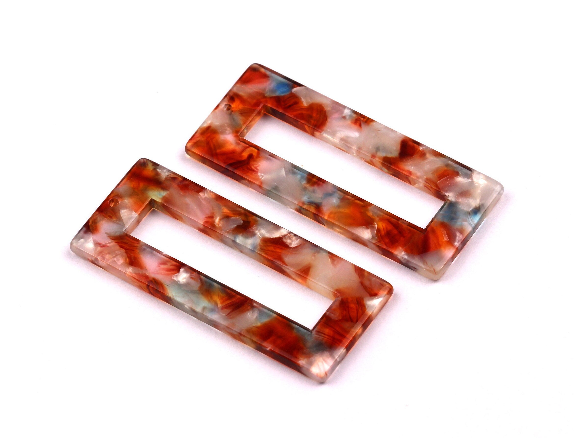 Acetate Rectangle Charms - Rectangle Pendant - Earring Findings - Jewelry Supplies - Color Code: A95 - 48x20x2.5mm - AC1025G - DOMEDBAZAAR