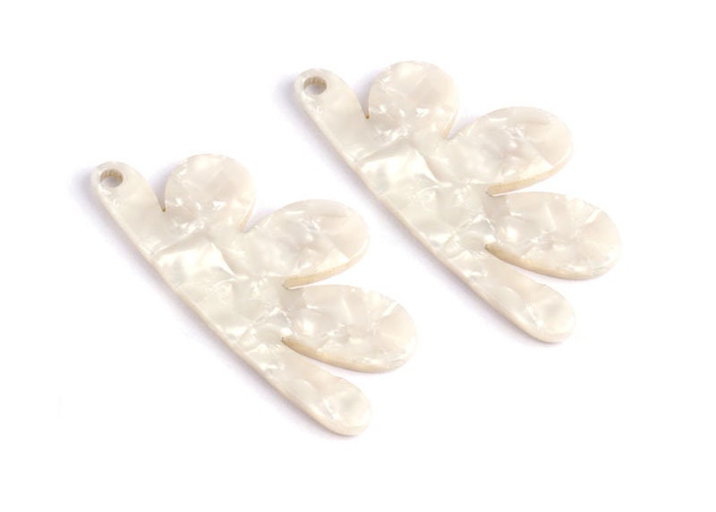 Tortoise Shell Earrings - Acetate Earring Charms - Flower Shaped Pendant - Earring Findings - Color Code: A12 - 54.4x27.3x2.53mm - AC1090D - DOMEDBAZAAR