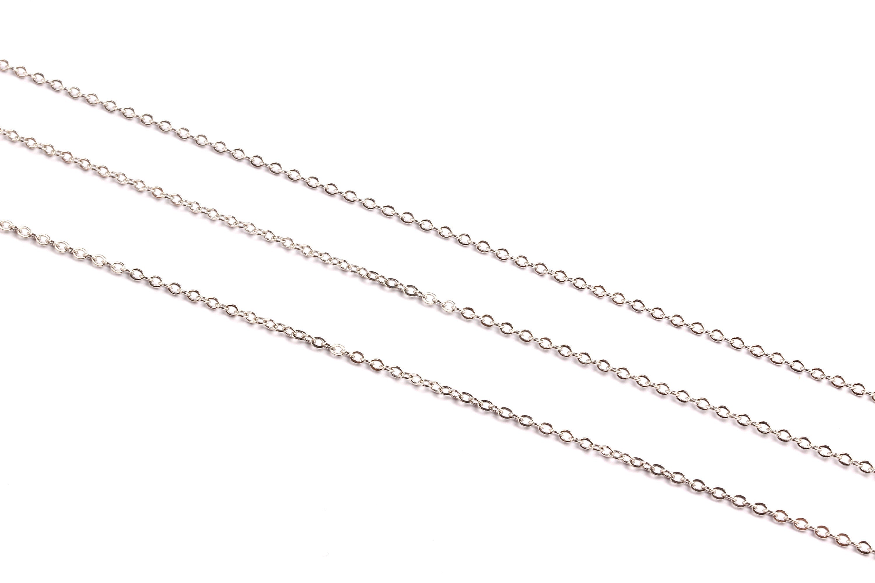 Flat Soldered Cable Chain - Iron Chain - Silver Tone Plated - Soldered Link Chain - 0.08" x 0.06" x 0.01" - Jewelry Making - CC1041i-S - DOMEDBAZAAR