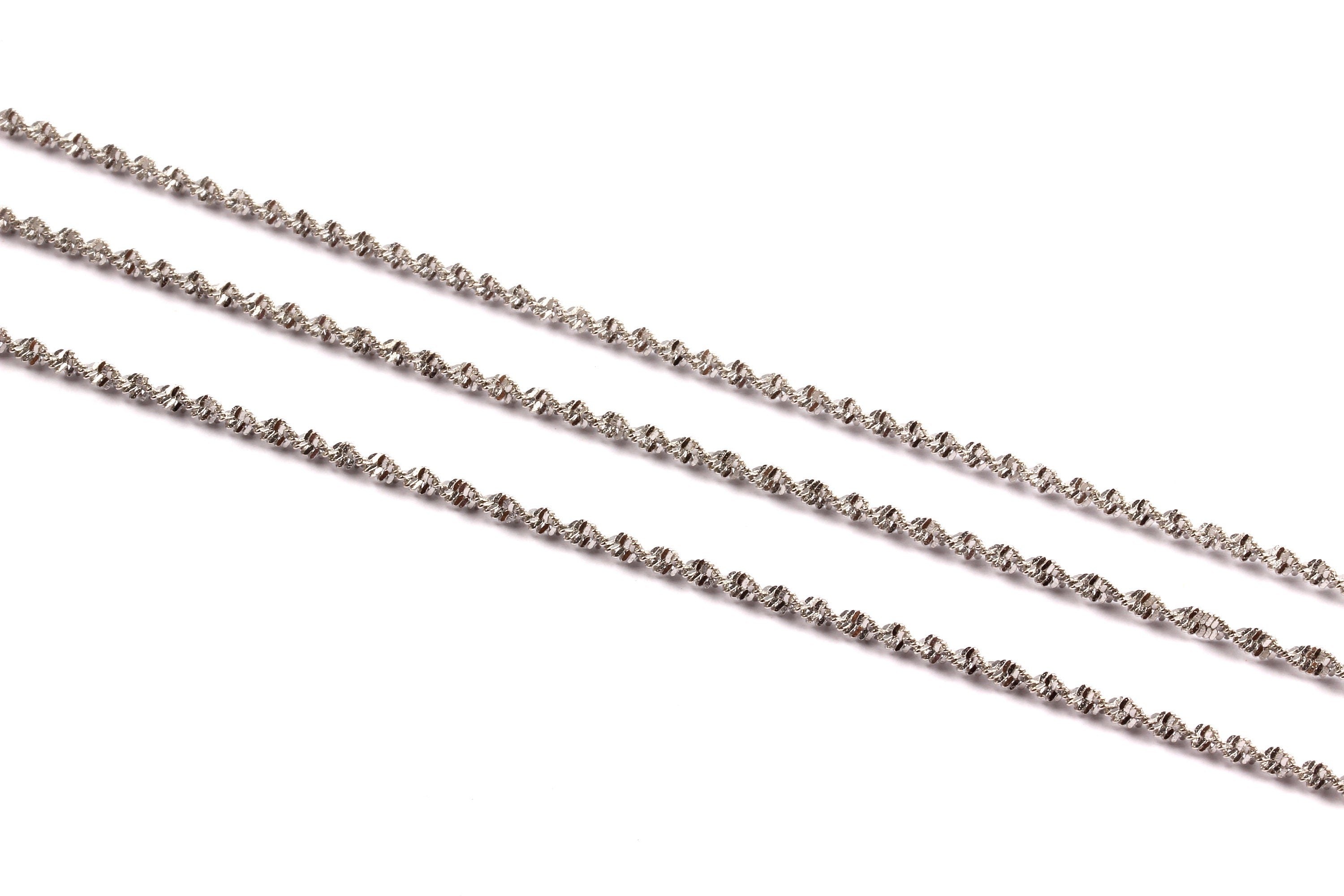 Water Wave Chain - Brass Chain - Silver Tone Plated Chain - 0.09" X 0.02" - for Necklace Earing Jewelery Making - CC1054 - DOMEDBAZAAR