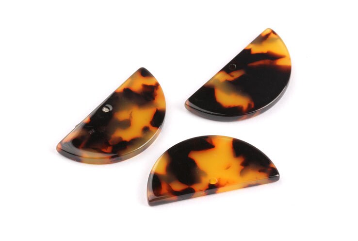Acetate Semicircle Charms - Tortoise Shell Earrings - Semicircle Earrings & Pendant - Color Code: A04 - 14x28.5x2.5mm - AC1039D - DOMEDBAZAAR