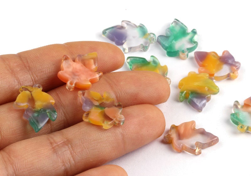 Acetate Leaf Charms - Leaf Earrings and Pendant - Earring Findings - Jewelry Supplies - Color Code: A85 - 18.24x13.8x2.73mm - AC1074A - DOMEDBAZAAR