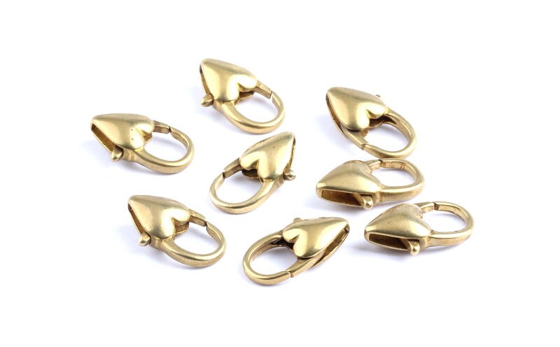 Brass Parrot Claps - Raw Brass Lobster Claw Claps - Heart Shaped Parrot Claps - Jewelry Supplies - 20.15x10.3x6.2mm - KS1007 - DOMEDBAZAAR