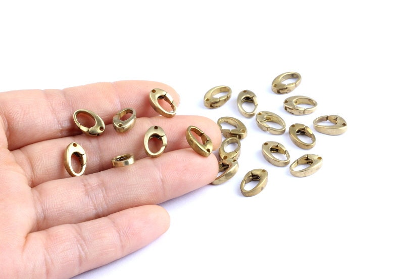 Brass Parrot Claps - Raw Brass Lobster Claw Claps - Oval Shaped Parrot Claps - Making Jewelry - Jewelry Supplies - 11.3x6.8x3.22mm - KS1009 - DOMEDBAZAAR