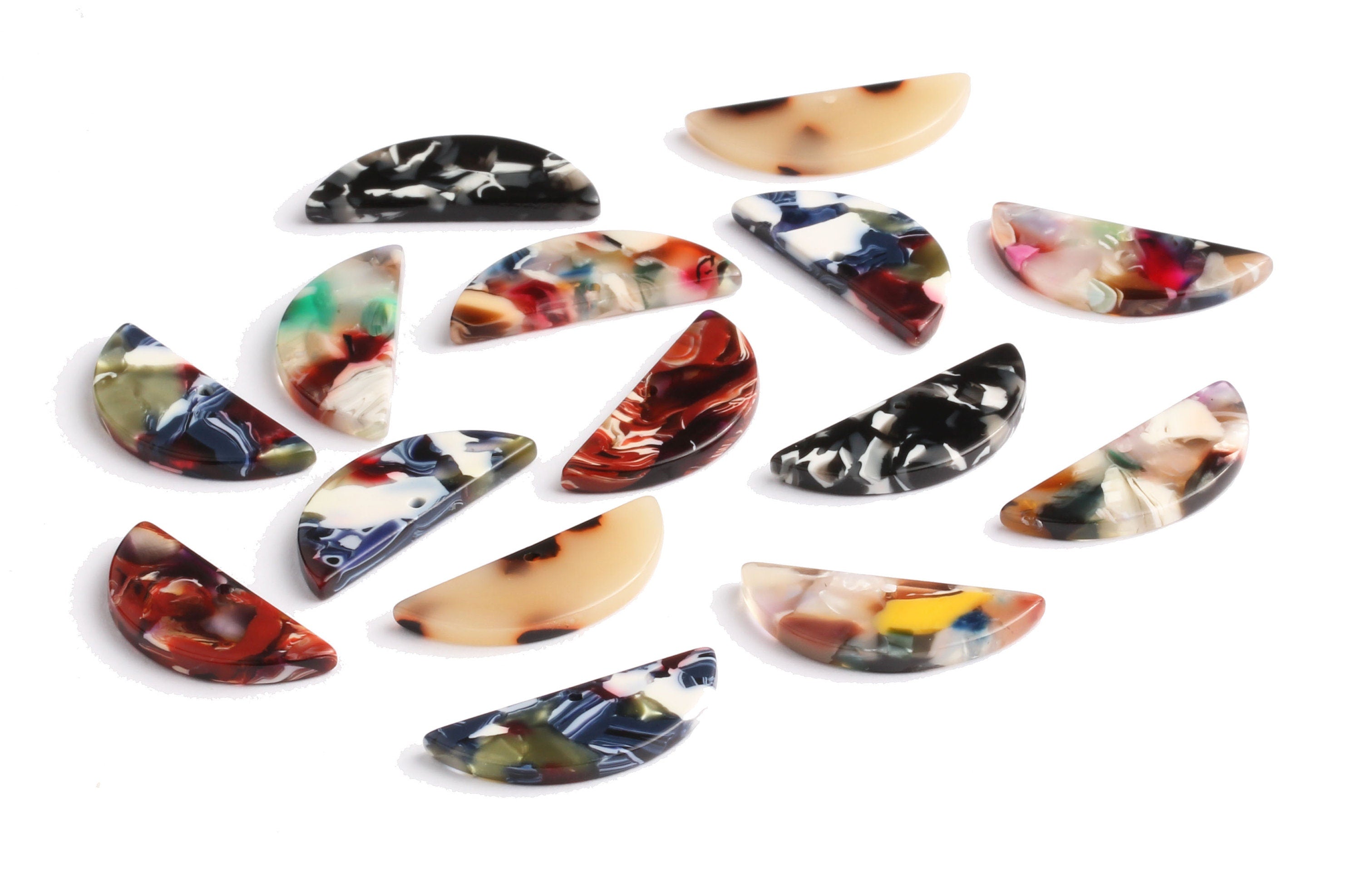 Acetate Semicircle Charms - Semicircle Earrings and Pendant - Earring Findings - Jewelry Supply - 11.2x27.3x2.5mm - AC1104 - DOMEDBAZAAR