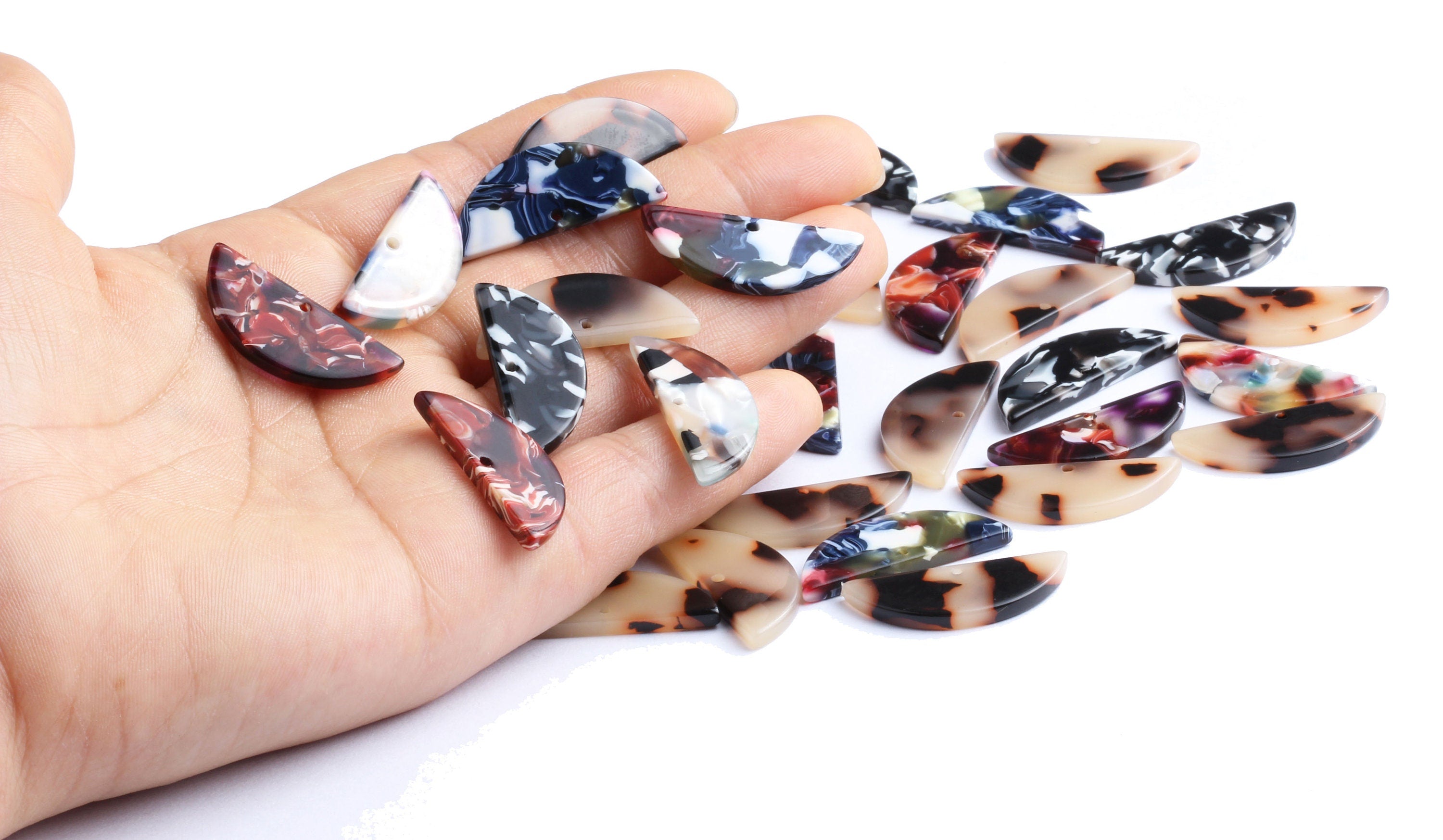 Acetate Semicircle Charms - Semicircle Earrings and Pendant - Earring Findings - Jewelry Supply - 11.2x27.3x2.5mm - AC1104 - DOMEDBAZAAR