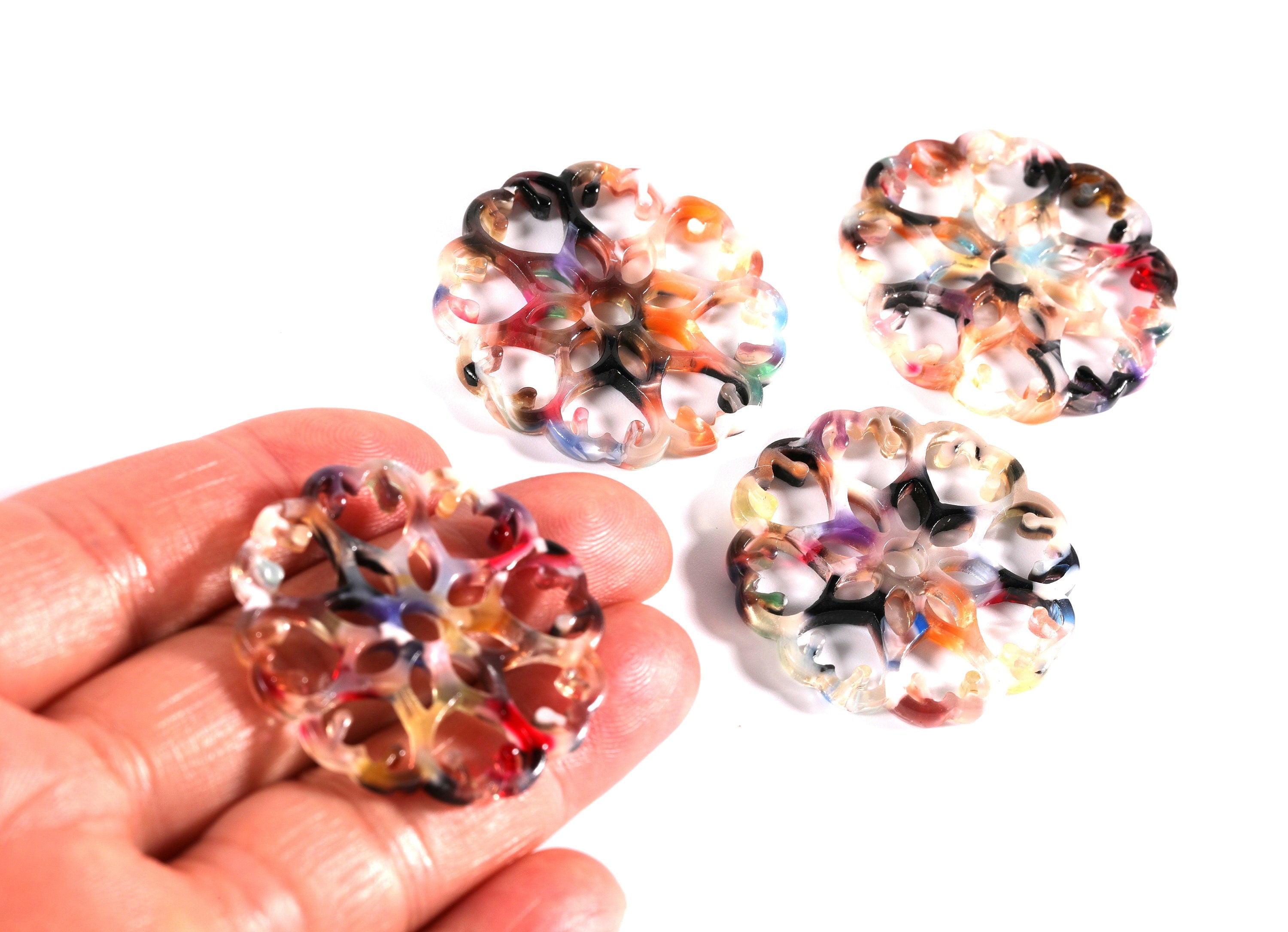 Acetate Snowflake Charms - Snowflake Earrings and Pendant - Earring Findings - Jewelry Supplies - 35x2.5mm - AC1037F - DOMEDBAZAAR