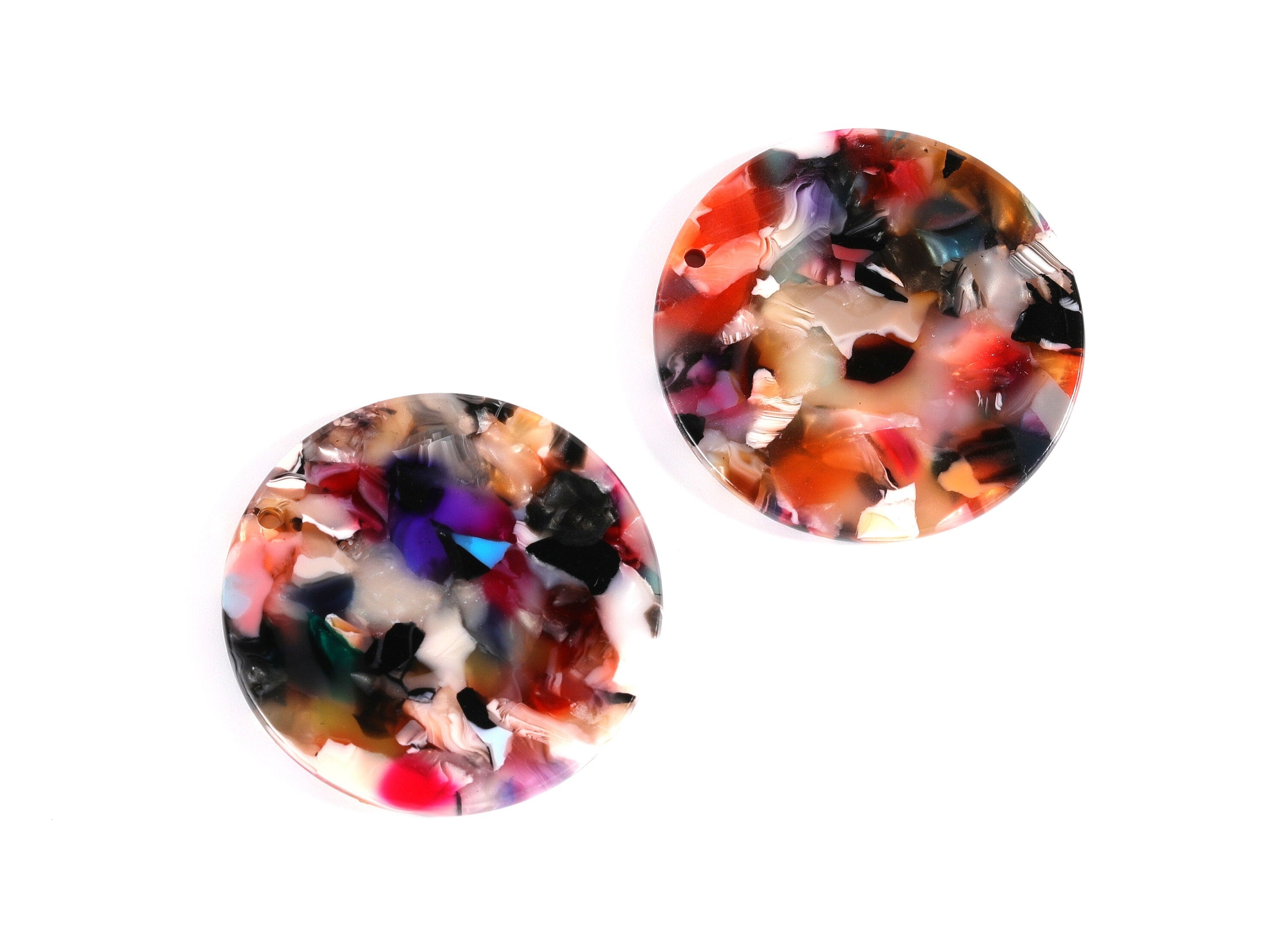 Acetate Round Earring Charms - Acrylic Coin Pendant - Earring Findings - Jewelry Supplies - Color Code: A60 - 34.7x34.7x2.66mm - AC1135D - DOMEDBAZAAR