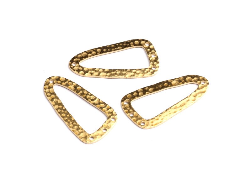 Brass Geometric Charms - Geometric Shaped Raw Brass Connector with 3 Holes - Jewelry Supplies - 33.3x17.3x0.92mm - PP1351 - DOMEDBAZAAR