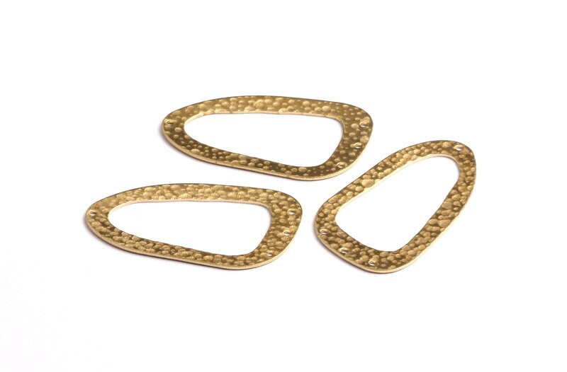 Brass Geometric Charms - Geometric Shaped Raw Brass Connector with 3 Holes - Jewelry Supplies - 43.6x25.5x0.82mm - PP1350 - DOMEDBAZAAR