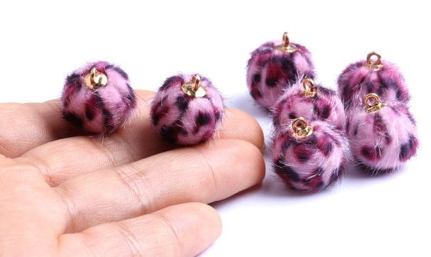 Pom Pom Earring Charms - Fur Ball Pendant - Aluminum Alloy - Earring Findings - Jewelry Accessories - 17.6x15x15mm - TT1008A - DOMEDBAZAAR