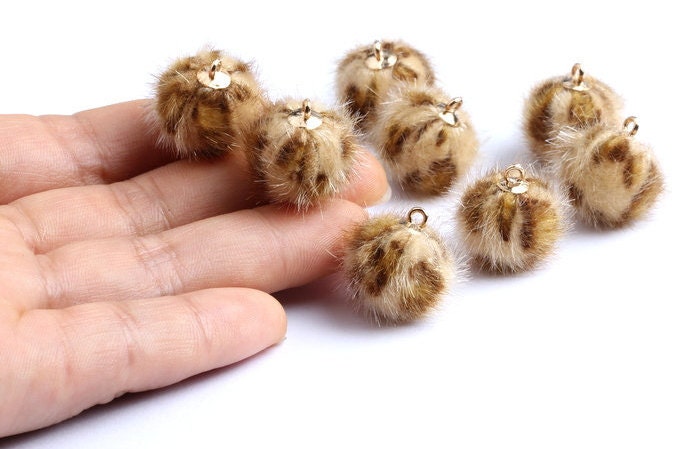 Pom Pom Earring Charms - Fur Ball Pendant - Aluminum Alloy - Earring Findings - Jewelry Accessories - 17.6x15x15mm - TT1008C - DOMEDBAZAAR