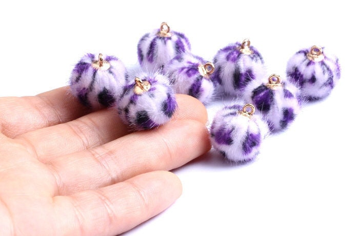 Pom Pom Earring Charms - Fur Ball Pendant - Aluminum Alloy - Earring Findings - Jewelry Accessories - 17.6x15x15mm - TT1008D - DOMEDBAZAAR