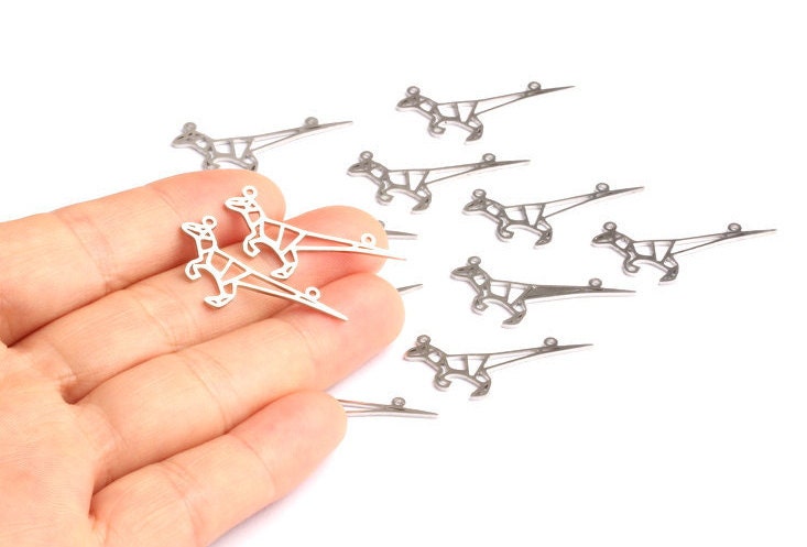 Stainless Steel Dinosaur Charm - Dinosaur Shaped  Charms - Jewelry Supplies - 30x15x0.8mm - SS1006 - DOMEDBAZAAR