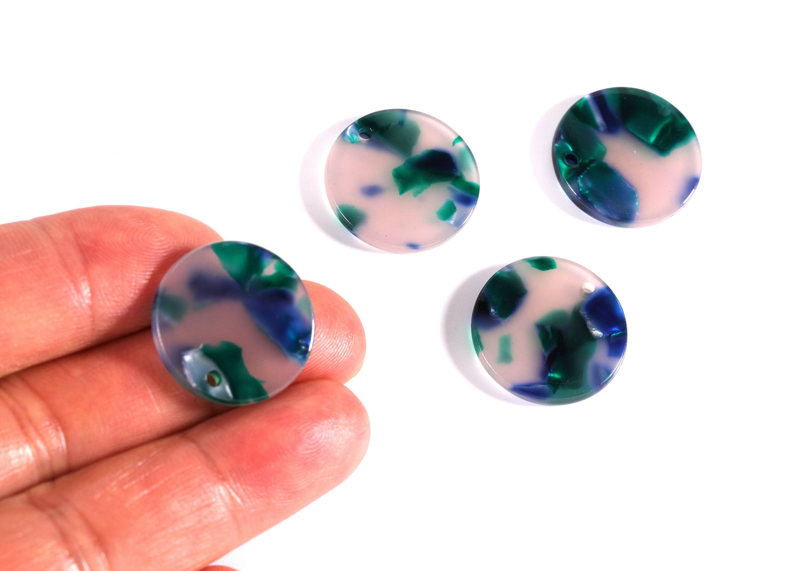 Acetate Round Earring Charms - Acrylic Coin Pendant - Earring Findings - Jewelry Supplies - Color Code: A18 - 19.6x19.6x2.6mm - AC1142A - DOMEDBAZAAR