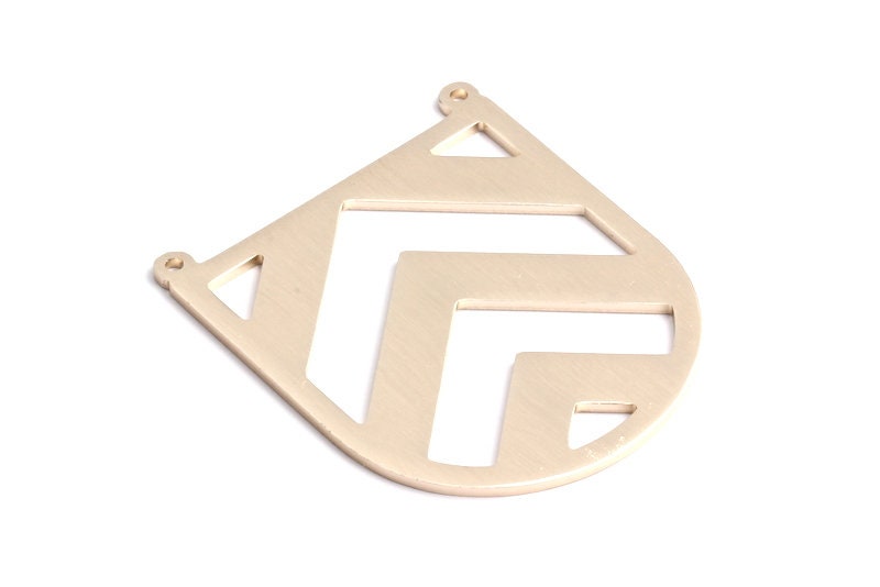 Aluminum Charms - Chevron Shaped Pendant - Anodized Aluminium Charms - Wall Decor - Light Gold Tone - 74x66x2.5mm - AA1131 - DOMEDBAZAAR