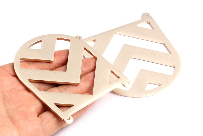 Aluminum Charms - Chevron Shaped Pendant - Anodized Aluminium Charms - Wall Decor - Light Gold Tone - 74x66x2.5mm - AA1131 - DOMEDBAZAAR