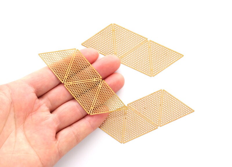 Raw Brass Trapezoidal Shape Earring Charms - Hallow Out Earring Charms - Earring Findings - Jewelry Supplies -82.5x27x0.3mm - JJB3294 - DOMEDBAZAAR