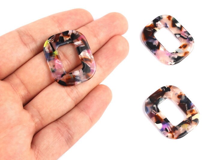 Acetate Rectangle Charms - Rectangle Earrings and Pendant - Earring Findings - Jewelry Supplies - Color Code: A11 - 32.4x26.5mm- AC1080C - DOMEDBAZAAR