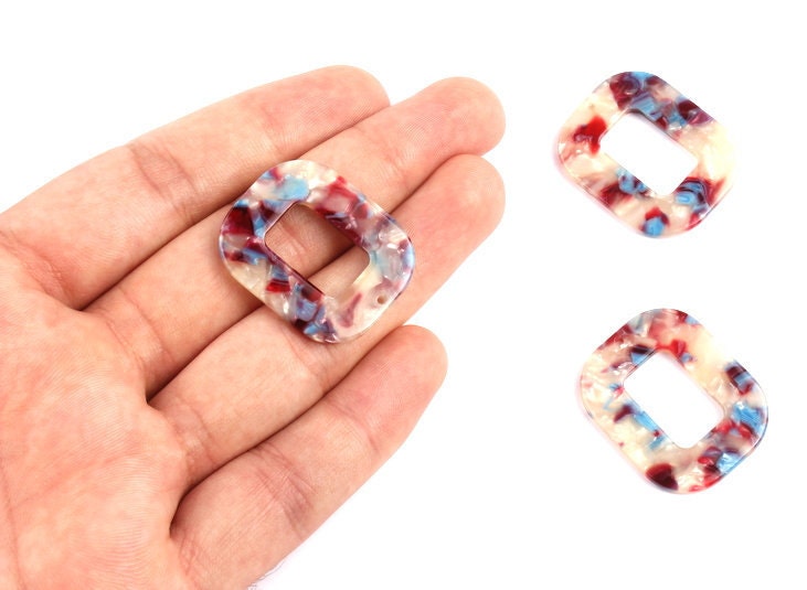 Acetate Rectangle Charms - Rectangle Earrings and Pendant - Earring Findings - Jewelry Supplies - Color Code: A52 - 32.4x26.5mm - AC1080J - DOMEDBAZAAR