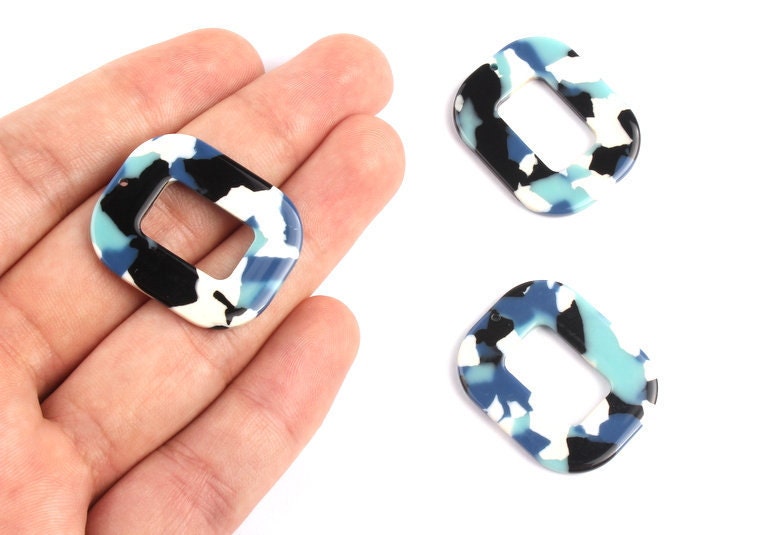 Acetate Rectangle Charms - Rectangle Earrings and Pendant - Earring Findings - Jewelry Supplies - Color Code: A16 - 32.4x26.5mm - AC1080F - DOMEDBAZAAR