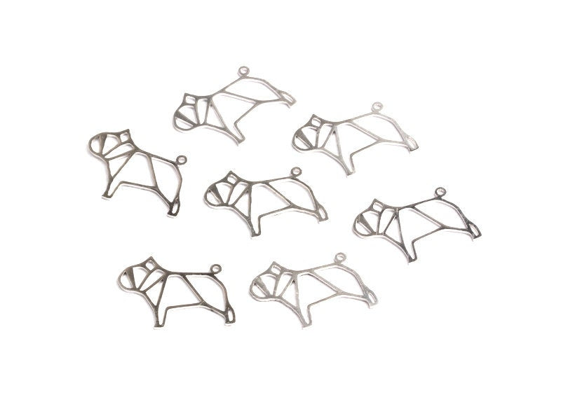 Stainless Steel Dog Charm - Dog Shaped Stainless Steel Charms - Jewelry Supplies -16.5x22x0.8mm - SS1005 - DOMEDBAZAAR