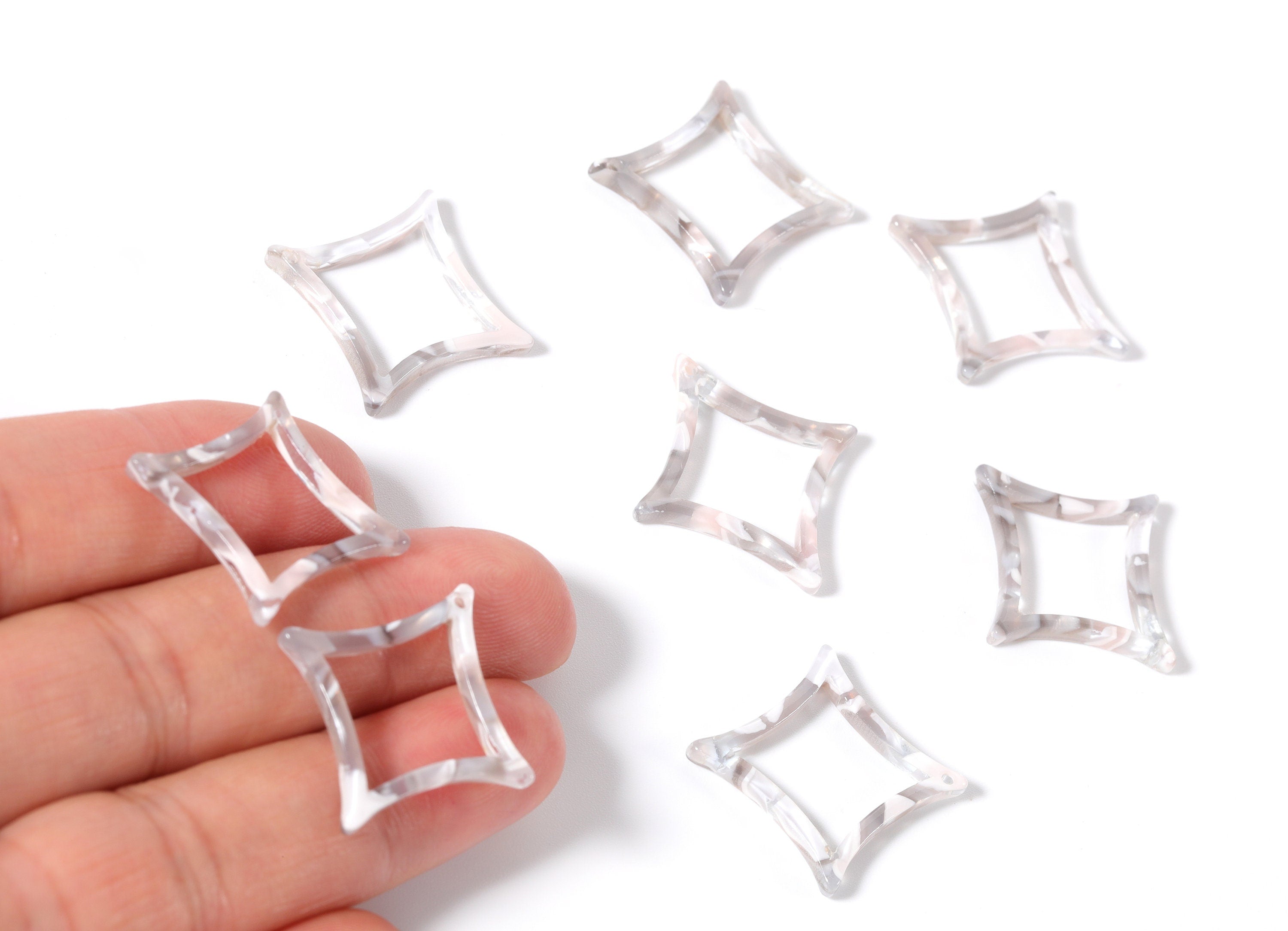 Acrylic Compass Points Charms - Compass Points Pendant - Earring Findings - Jewelry Supplies - Color Code: A20 - 26x18.5x2.7mm - AC1132A - DOMEDBAZAAR