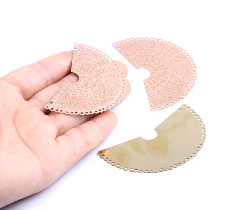 Semicircle Shaped Brass Necklace Charms - Raw Brass Semicircle Shaped Connector - Jewelry Supplies - 37.6x62.7x0.3mm - JJA3897 - DOMEDBAZAAR