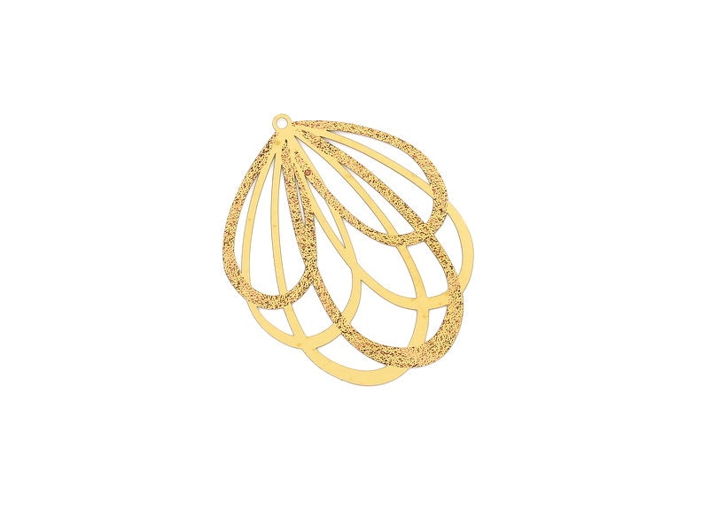 Raw Brass Flower Shaped Earring Charms - Hallow Out Earring Charms - Earring Findings - Jewelry Supplies - 47x38mm - JJB2931 - DOMEDBAZAAR