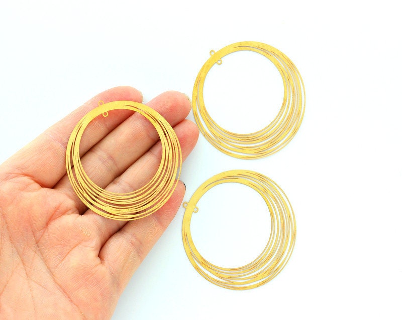 Raw Brass Circular Shaped Earring Charms - Hallow Out Earring Charms - Earring Findings - Jewelry Supplies - 51.5x49.7mm - JJB2685 - DOMEDBAZAAR