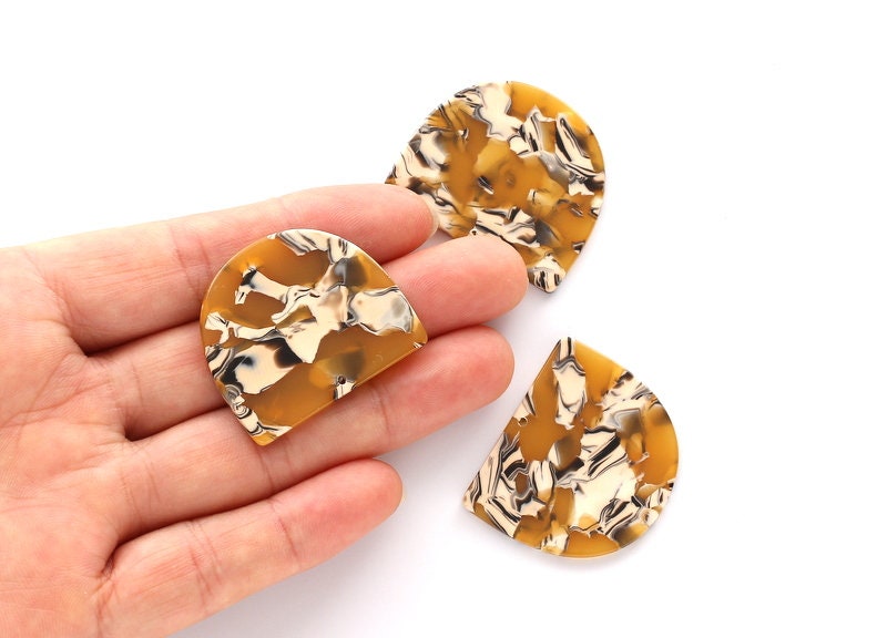 Acetate D Earring Charms - D Shaped Pendant - Earring Findings - Jewelry Supplies - Color Code: A14 - 29.5x34.3x2.48mm - AC1094M - DOMEDBAZAAR