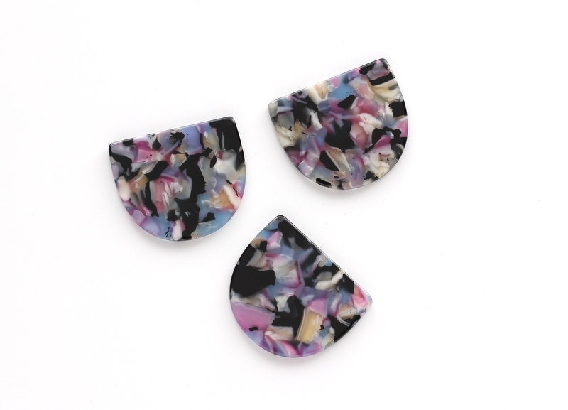 Acetate Acrylic Earring Charms One Hole - D Shaped Pendant- Color Code: A55 - Acetate Tortoise Shell Charm - 29.5x34.3x2.48mm - AC1094L - DOMEDBAZAAR