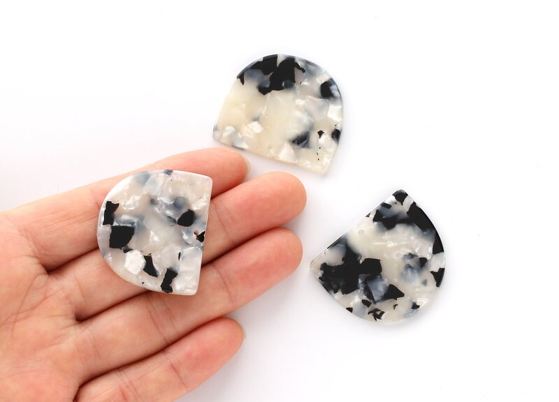 Acetate Acrylic Earring Charms One Hole - D Shaped Pendant - Color Code: A15 - 29.5x34.3x2.48mm - AC1094J - DOMEDBAZAAR