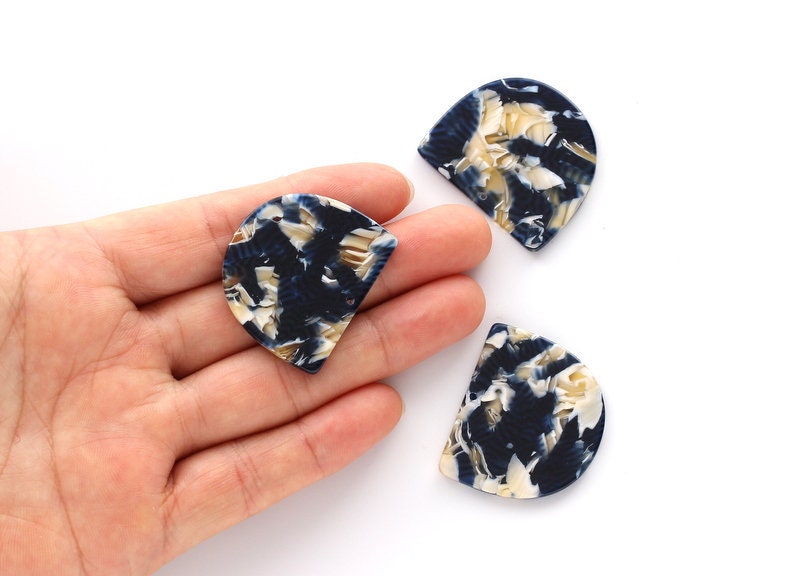 Acetate Acrylic Earring Charms One Hole - D Shaped Pendant- Acetate Tortoise Shell Charm -Color Code: A27 - 29.5x34.3x2.48mm - AC1094K - DOMEDBAZAAR