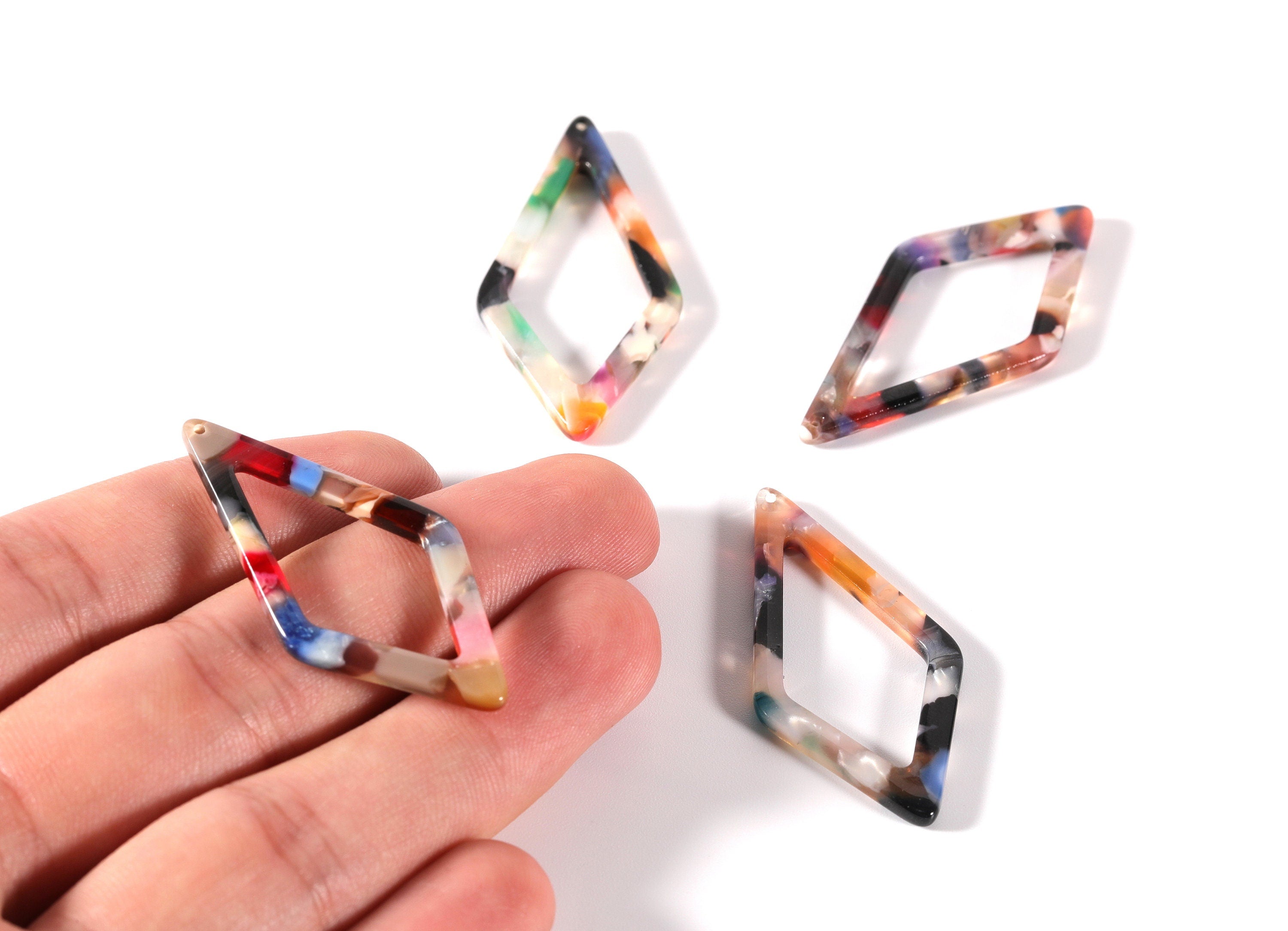 Acetate Diamond Charms - Diamond Earrings and Pendant - Earring Findings - Earring Findings - Color Code: A60 - 46x22.5mm - AC1082H - DOMEDBAZAAR