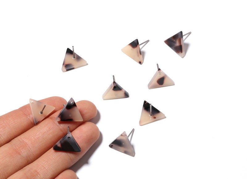 Acetate Earring Stud - Post Charms - Blonde Tortoise Shell Earrings - Triangle Earrings - Color Code: A07 - 14.29x12.49x2.5mm - AC1136E - DOMEDBAZAAR