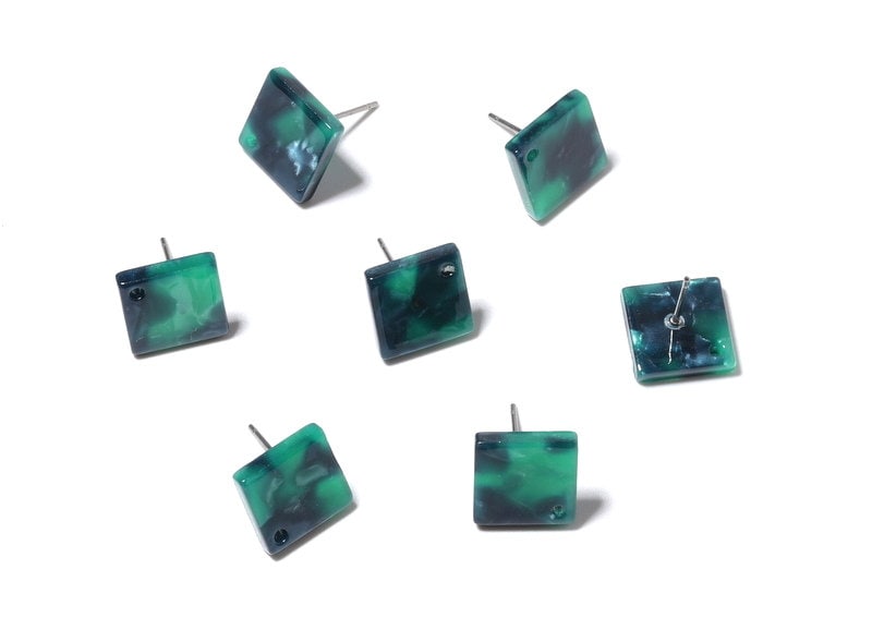 Acetate Square Earring Stud - Acrylic Square Earring Post - Earring Post - Jewelry Supplies - Color Code: A13 - 11.7x11.7x2.6mm - AC1140A - DOMEDBAZAAR