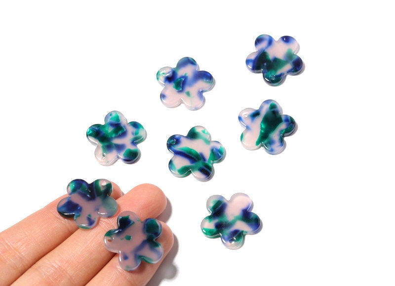 Acetate Flower Earring Charms - Flower Shaped Pendant - Earring Findings - Jewelry Supplies - Color Code: A18 - 19.98x19.23x2.55mm - AC1147A - DOMEDBAZAAR