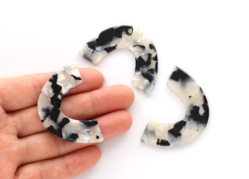 Acetate Large Arch Earring Charms One Hole - Semi Oval & U Shaped Pendant - Color Code: A15 - 30.5x48.2x2.51mm - AC1095M - DOMEDBAZAAR
