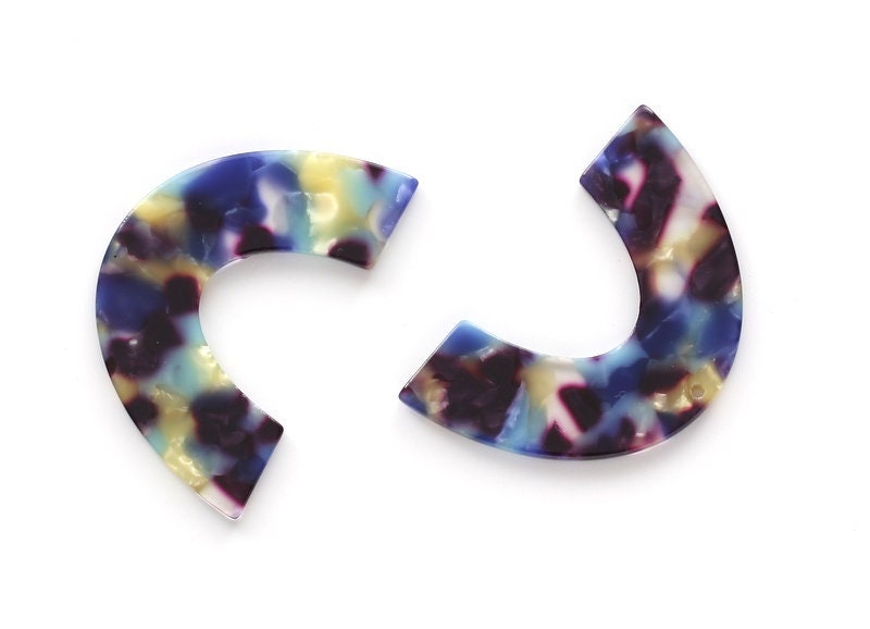 Acetate Large Arch Earring Charms One Hole - Semi Oval & U Shaped Pendant - Color Code: A23 - 30.5x48.2x2.51mm - AC1095H - DOMEDBAZAAR