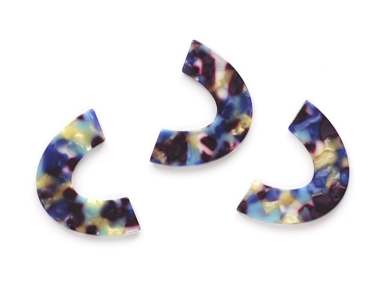 Acetate Large Arch Earring Charms One Hole - Semi Oval & U Shaped Pendant - Color Code: A23 - 30.5x48.2x2.51mm - AC1095H - DOMEDBAZAAR