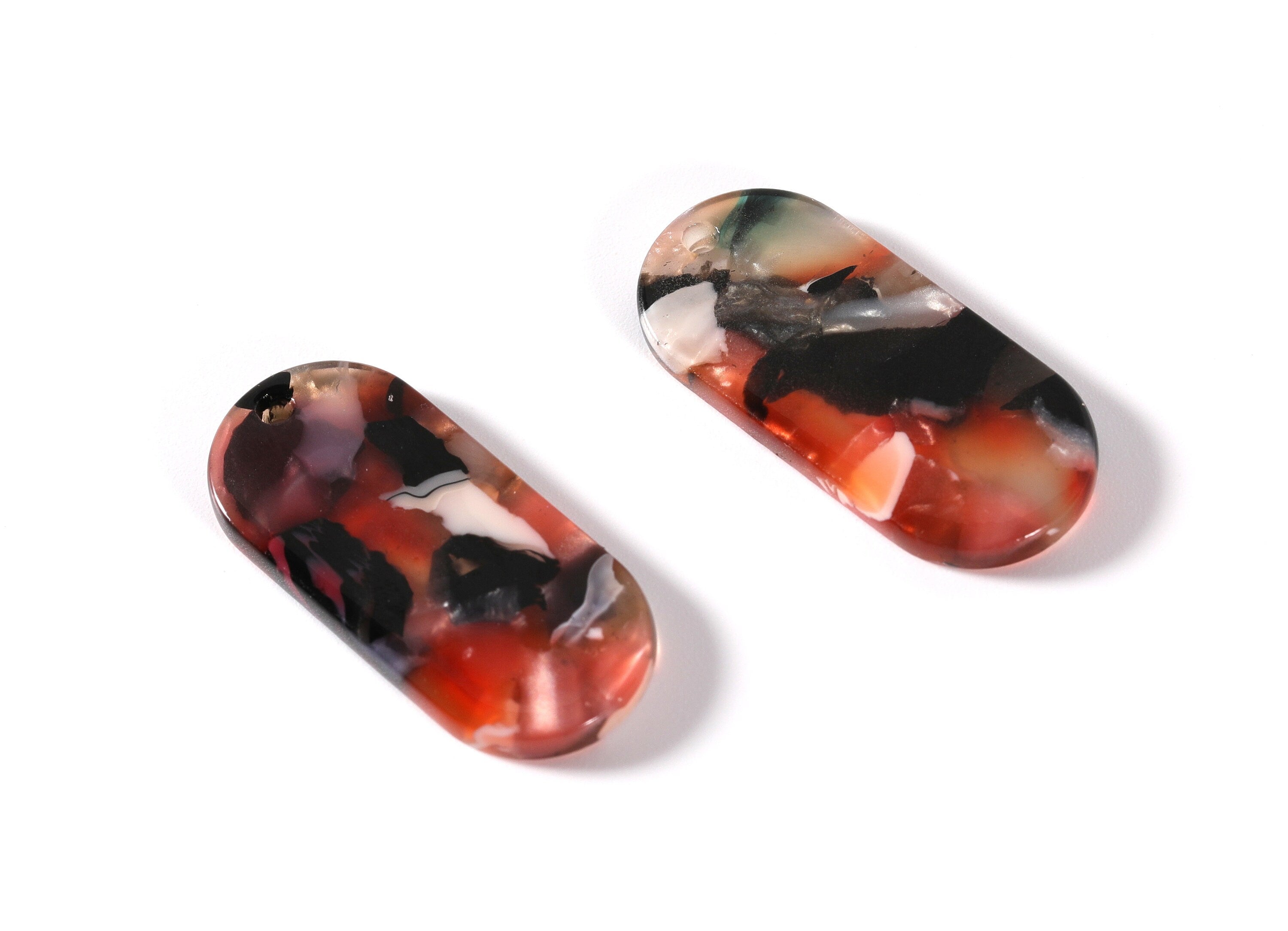 Acetate Oval Earring Charms - Acrylic Oval Pendant - Earring Findings - Jewelry Supplies - Color Code: A61 - 30.65x13.76x2.66mm - AC1134A - DOMEDBAZAAR