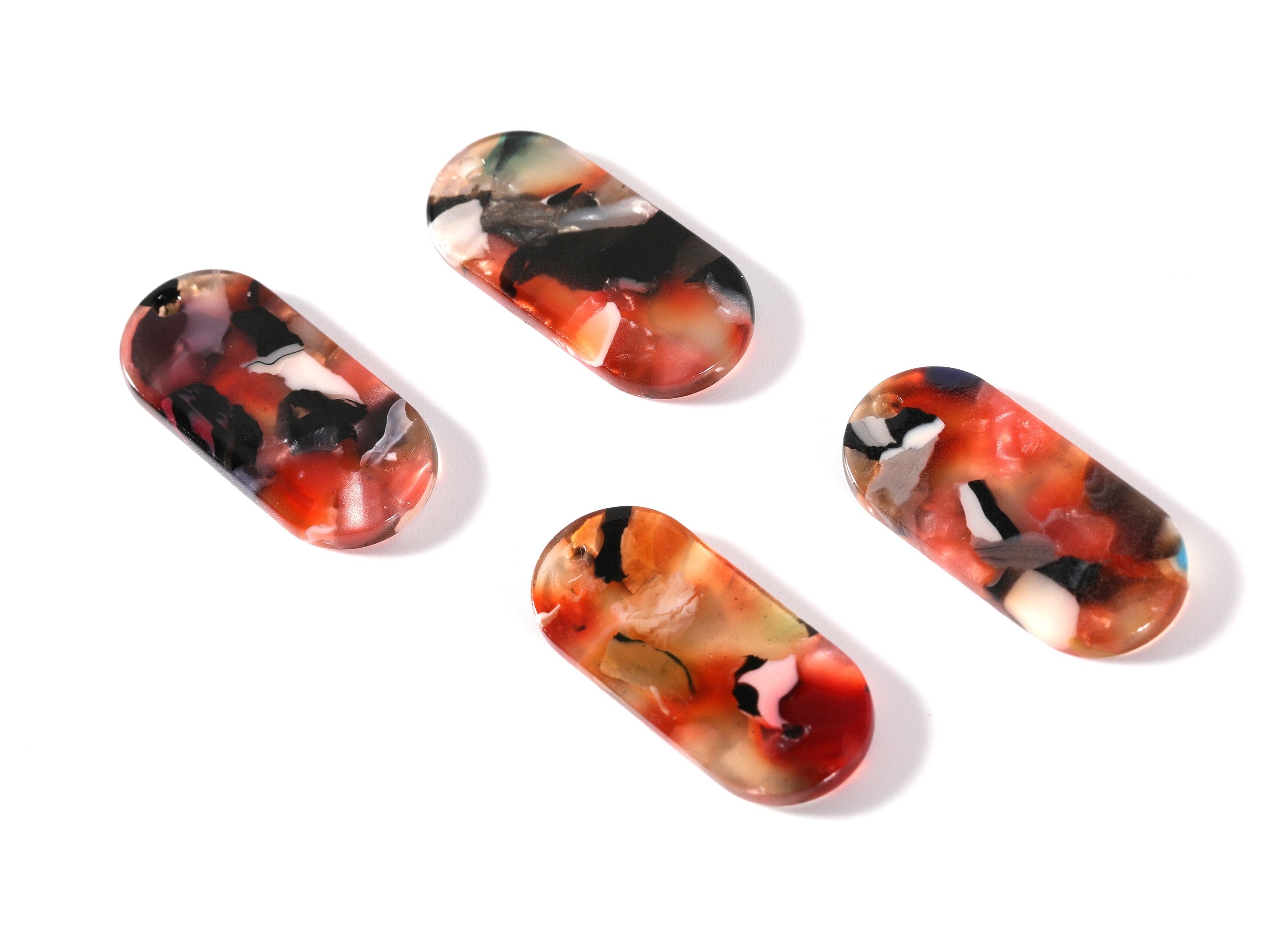 Acetate Oval Earring Charms - Acrylic Oval Pendant - Earring Findings - Jewelry Supplies - Color Code: A61 - 30.65x13.76x2.66mm - AC1134A - DOMEDBAZAAR